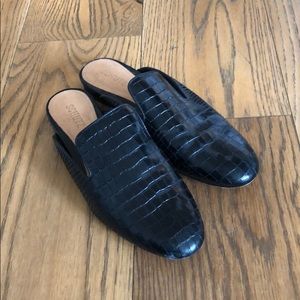 Schultz Avamel croc embossed leather mules
